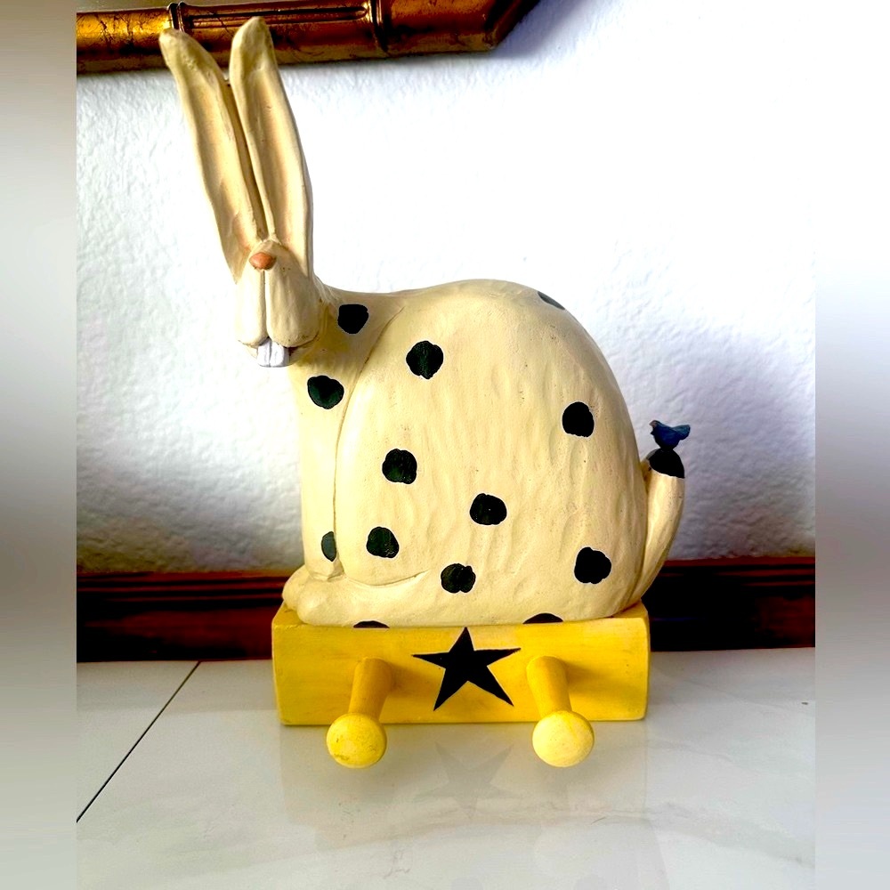 Willieraye studio think spring bunny rabbit coat hanger blue bird of happiness